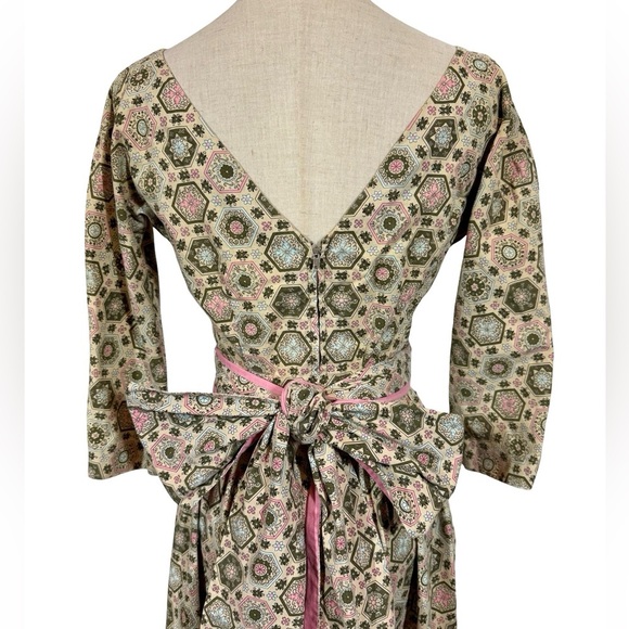 True Vintage Jeanne D’Arc 50s 60s Fit and Flare Geometric Patterned Day Dress - Picture 11 of 16
